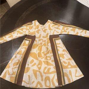 NWOT Zara Kids Dress in Yellow and Brown